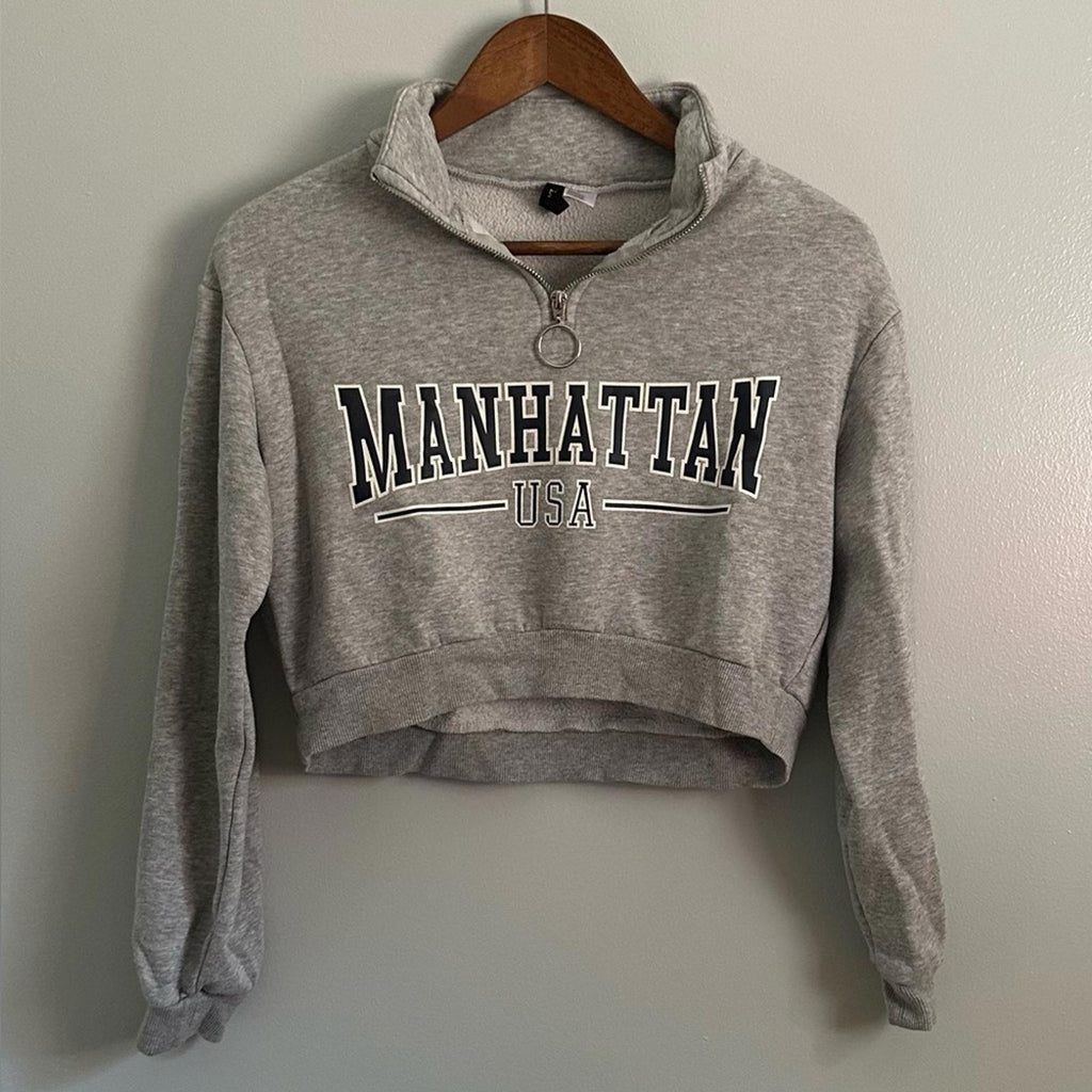 H&M Divided Manhattan 1/4 Zip Cropped Sweater Gray Size XS