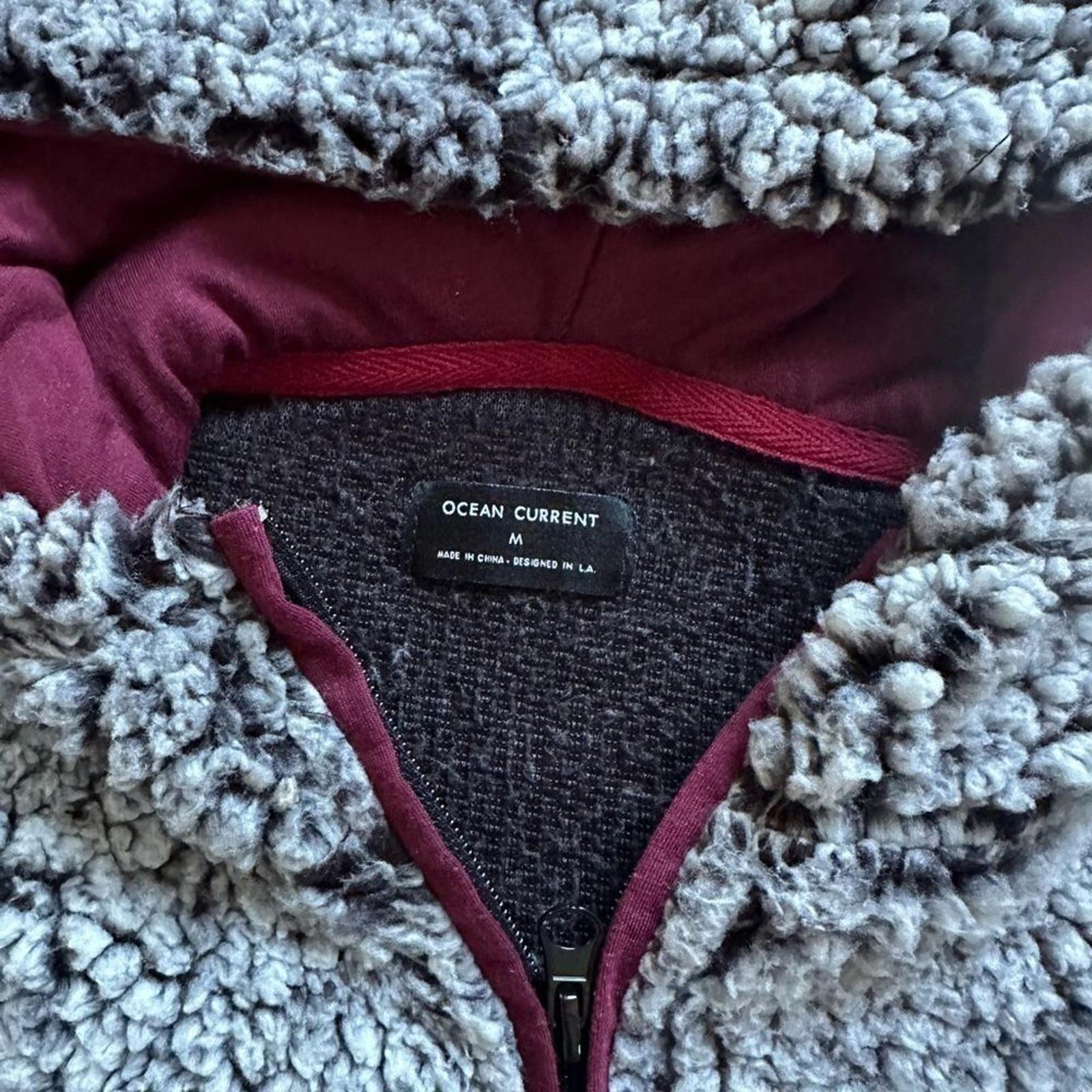 Ocean Current Gray Faux Fur 1/4 Zip Sweater Size Medium