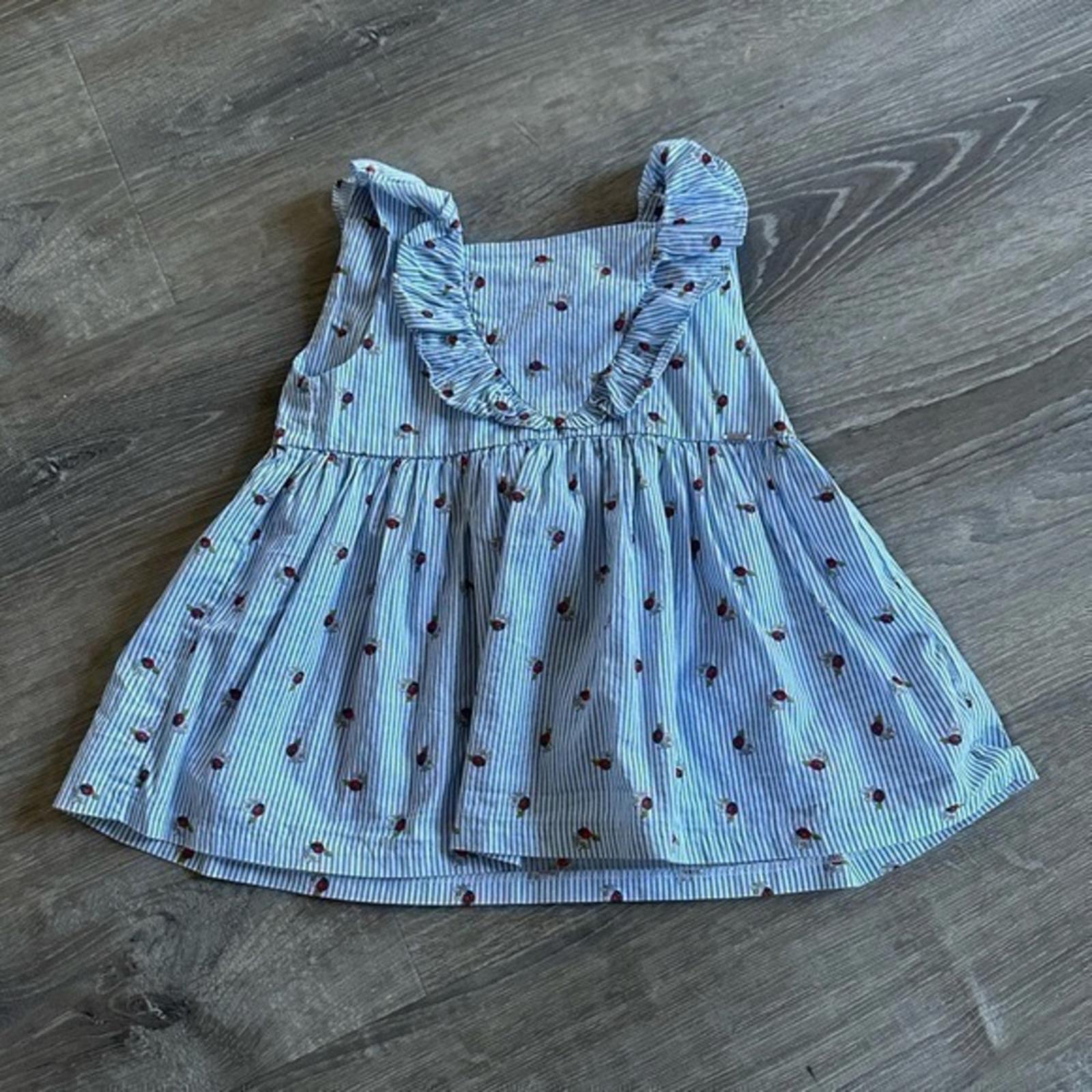 Mayoral Vintage Blue Stripe Lady Bug Baby Dress size 6