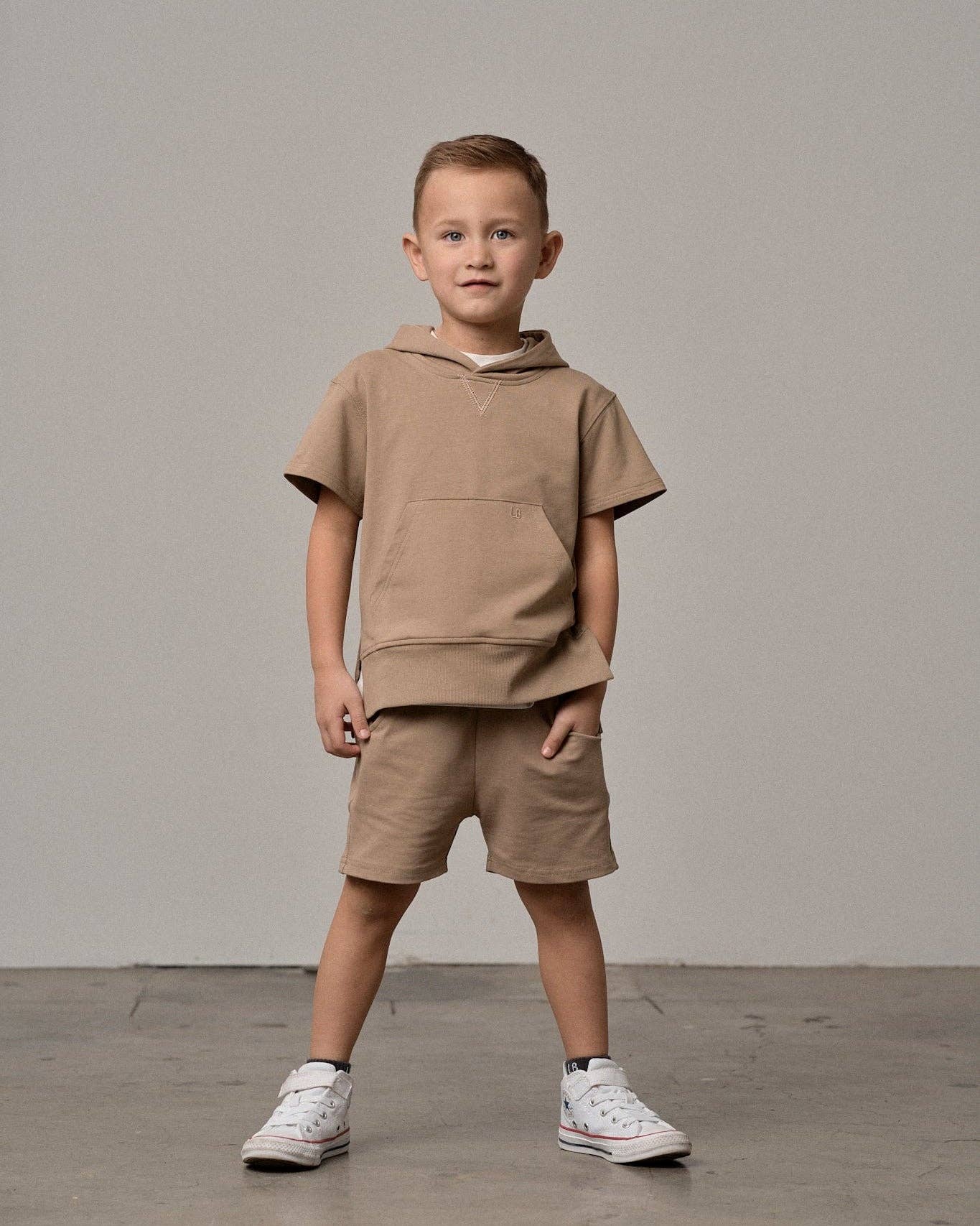 Short Sleeve Hoodie - Driftwood: 18-24M