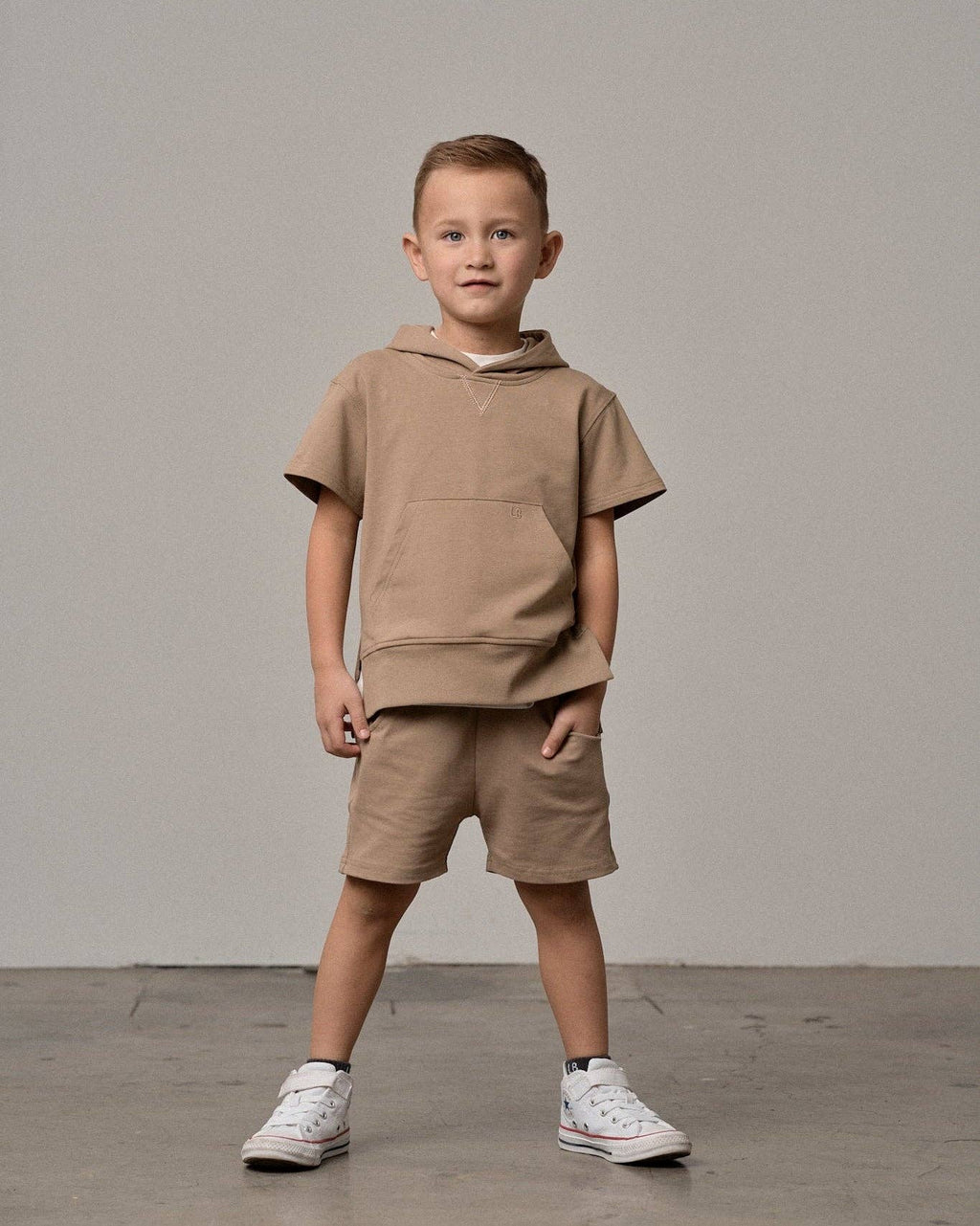 Short Sleeve Hoodie - Driftwood: 12-18M