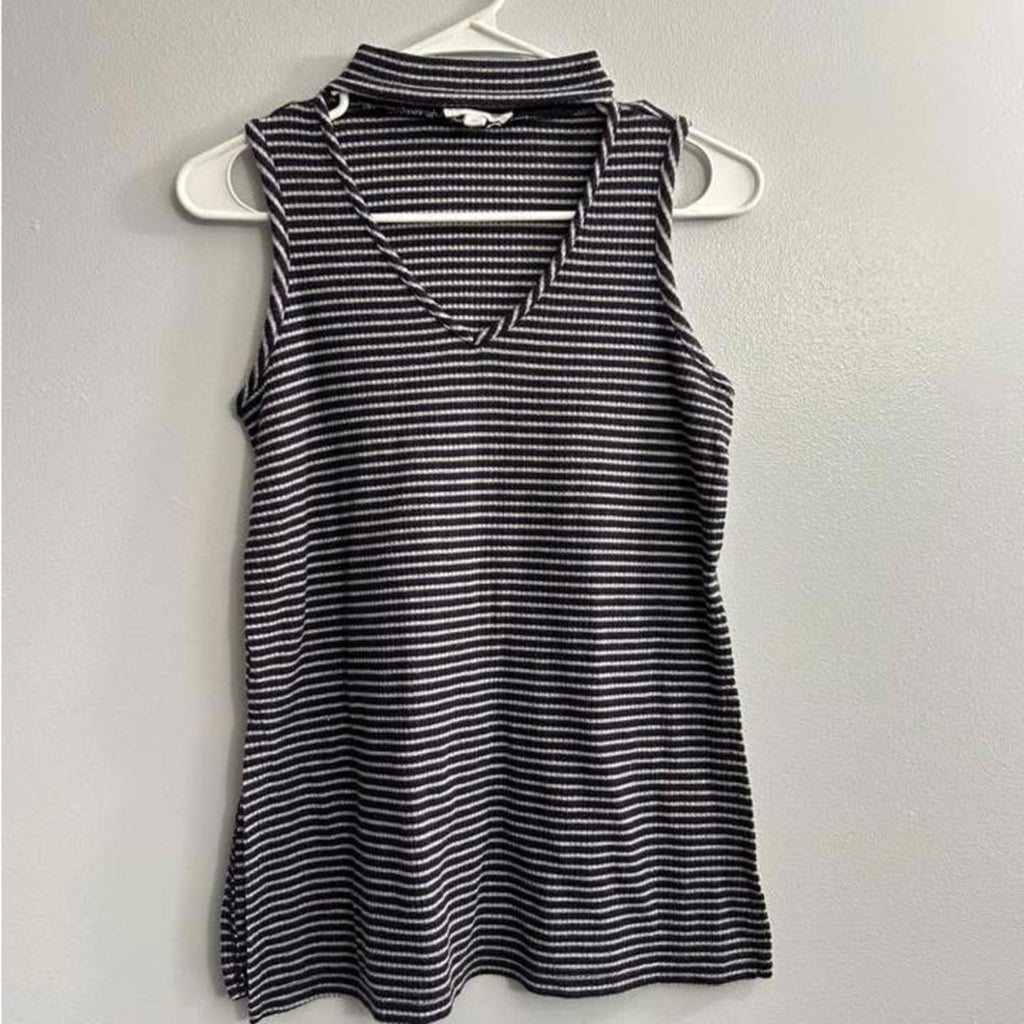 Cloud chaser Choker style slit V Neck Striped tank XS
