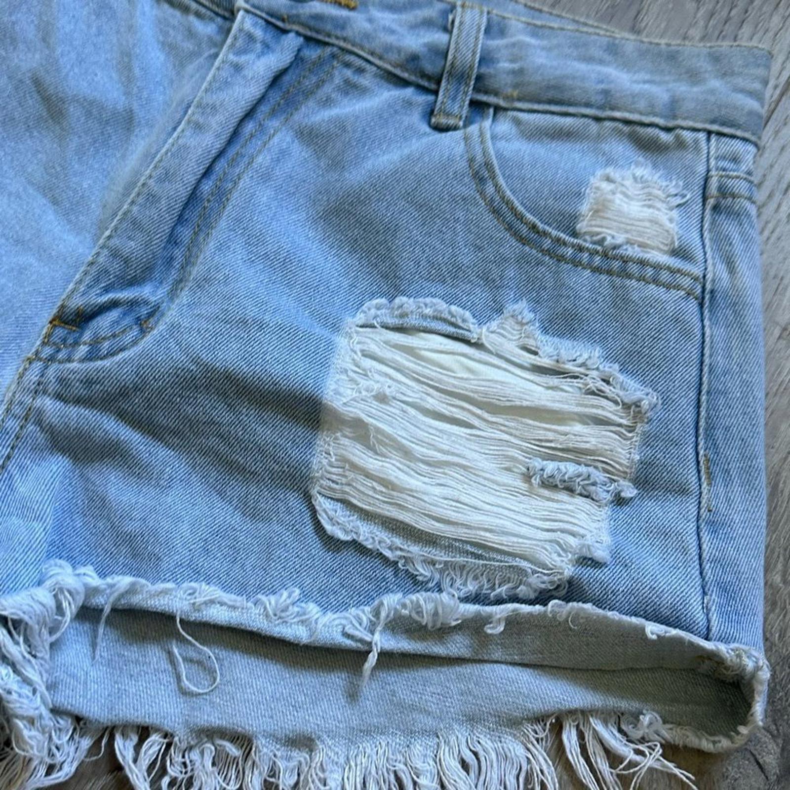 Shein Denim Short Distressed  Cotton Frayed Size 30 Blue