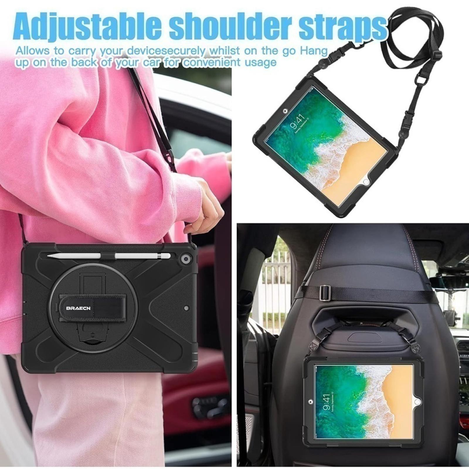 Drop & Shock Proof Black Case For Apple Tablet With Strap NEW