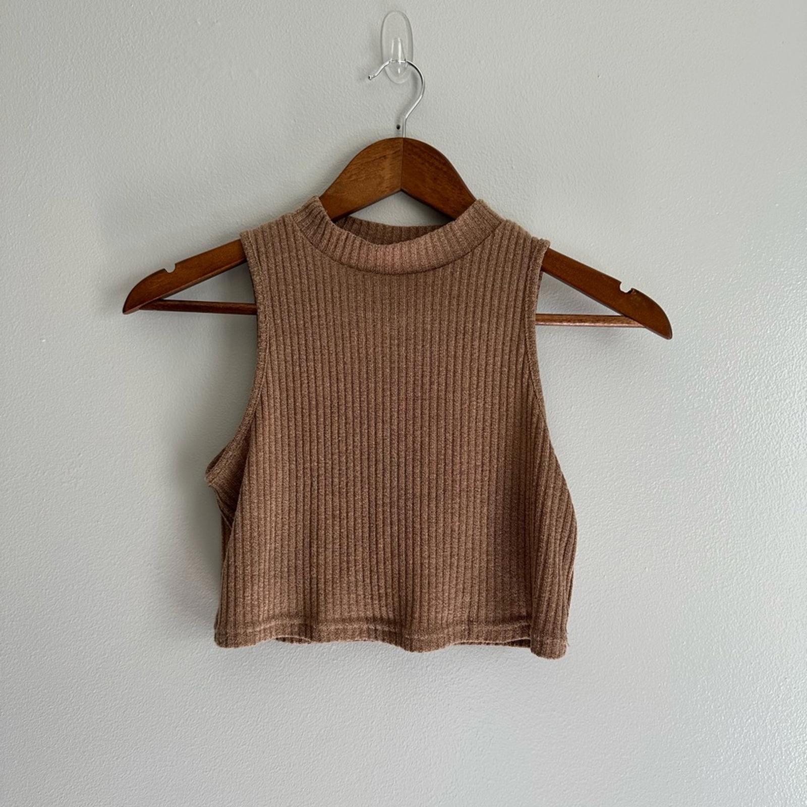 SHEIN Ribbed Brown Crop Top Size Large