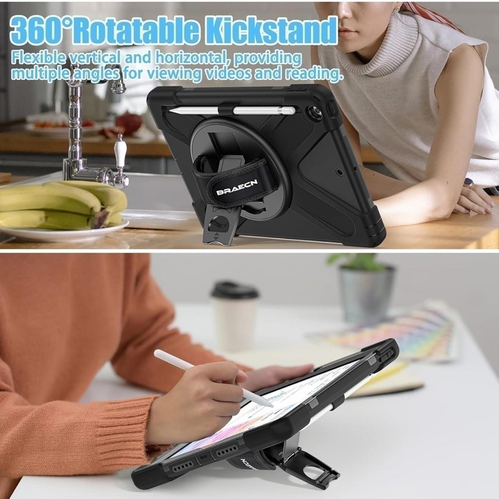 Drop & Shock Proof Black Case For Apple Tablet With Strap NEW