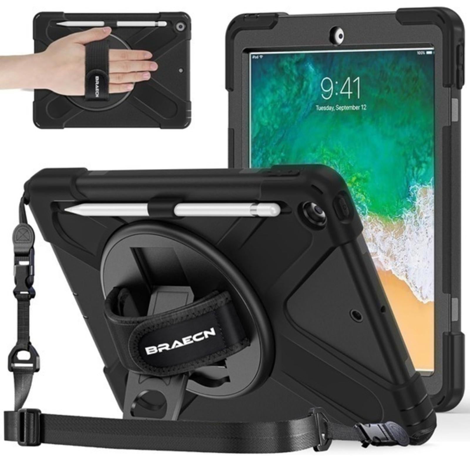 Drop & Shock Proof Black Case For Apple Tablet With Strap NEW