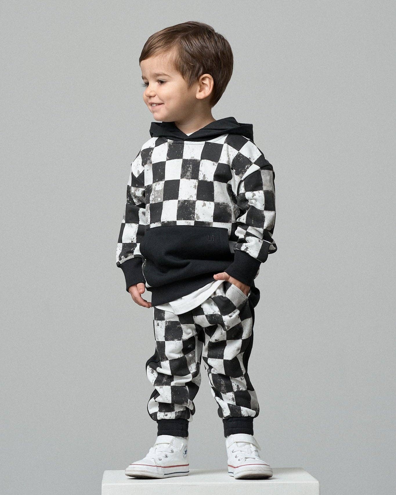 Checkered Hoodie - Black: 12-18M