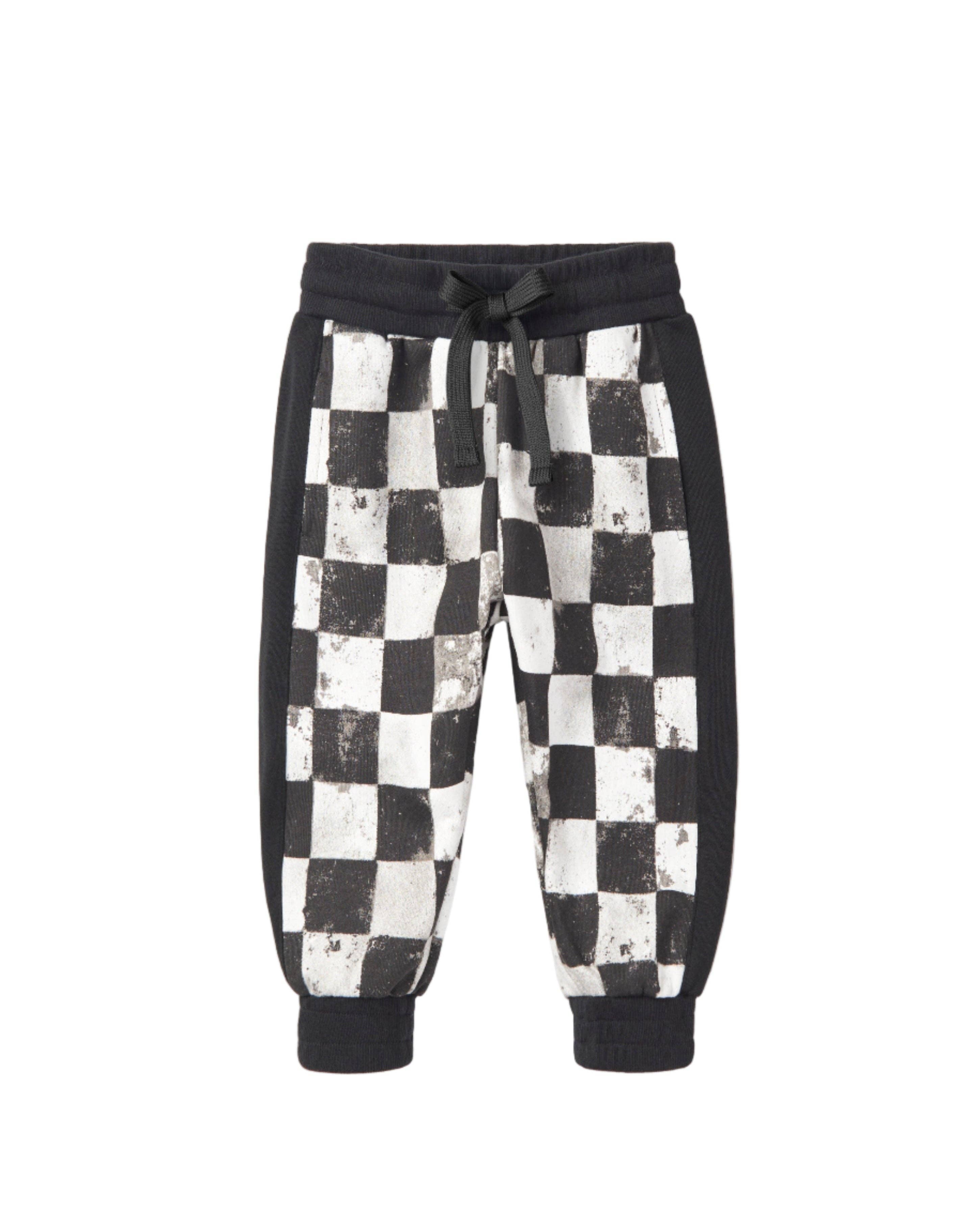Checkered Sweatpant - Black: 12-18M