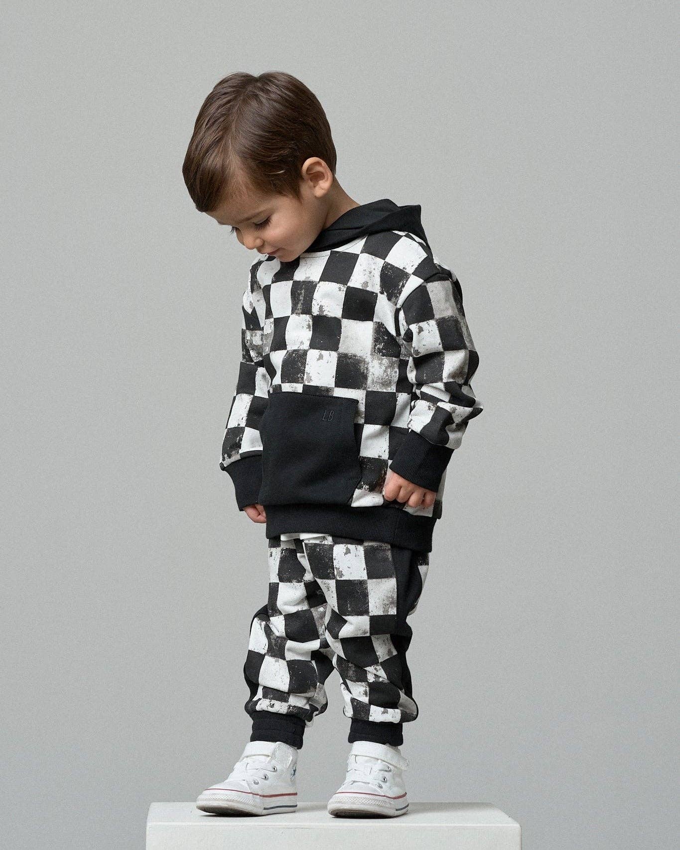 Checkered Hoodie - Black: 12-18M