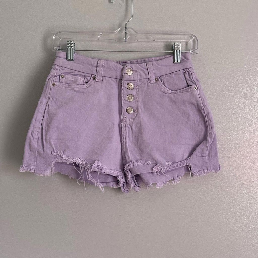 No Boundaries lilac Button Fly Jean Shorts Sz 1