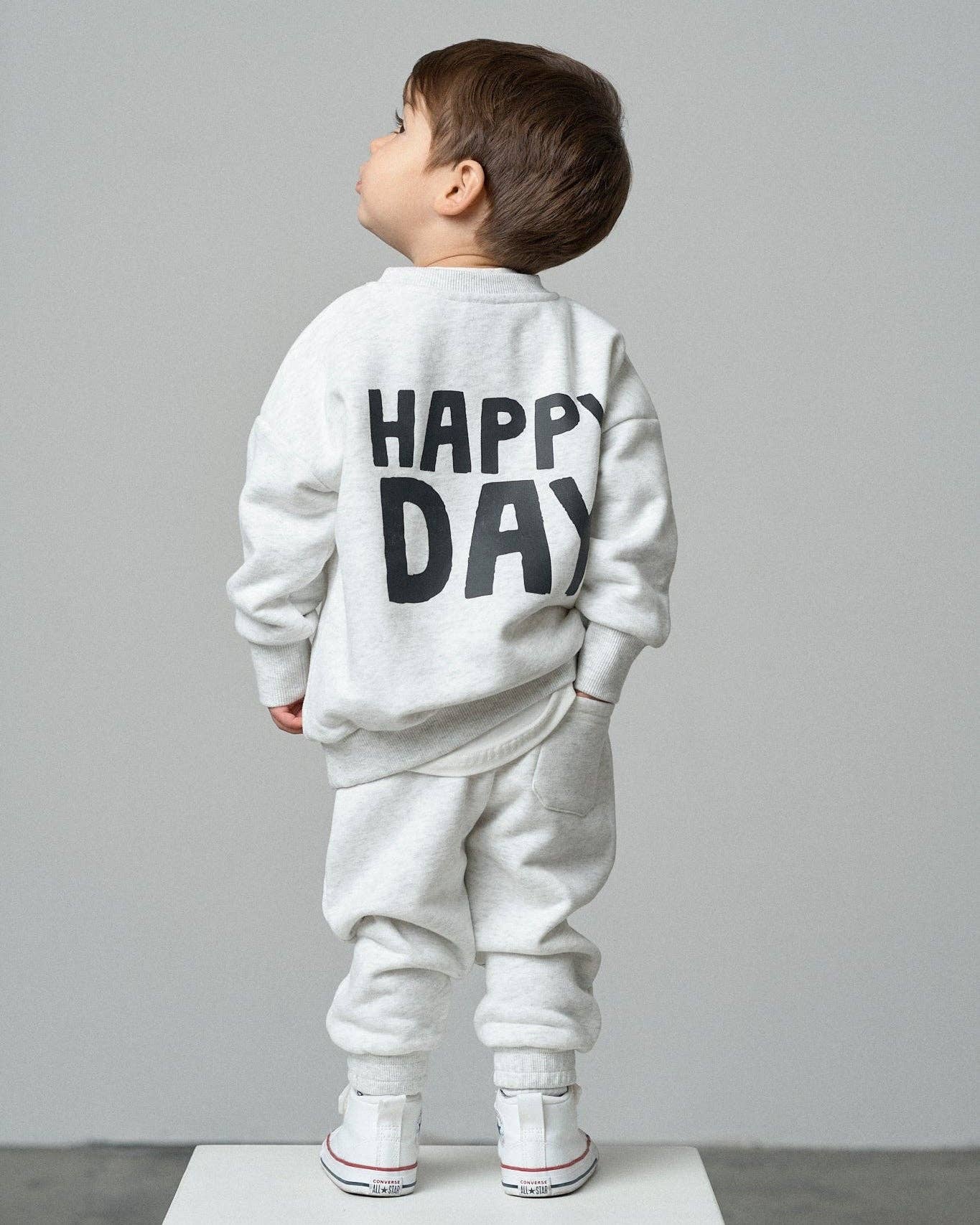 Happy Day Elevated Sweatpant - Light Heather Grey: 12-18M