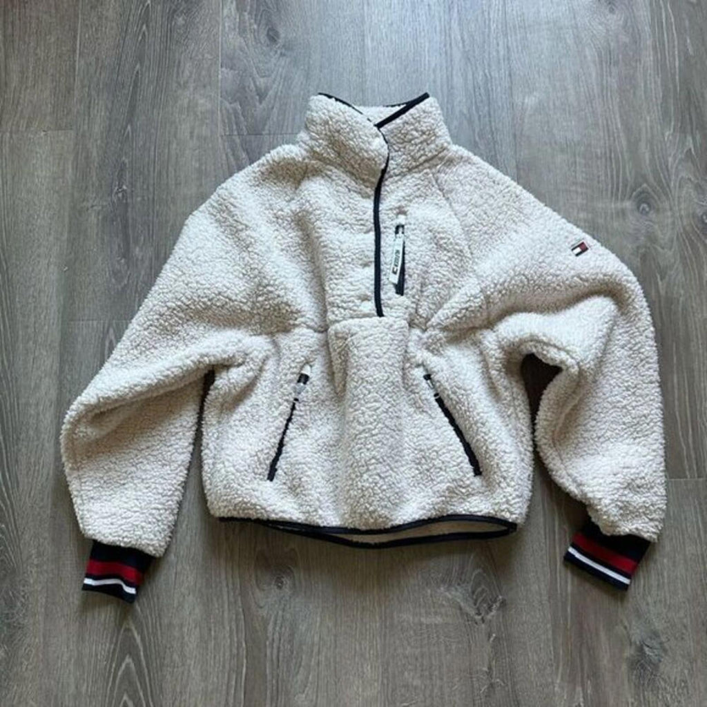 Tommy Hilfiger Women’s Sherpa Half Zip Kangaroo Pocket Size Small