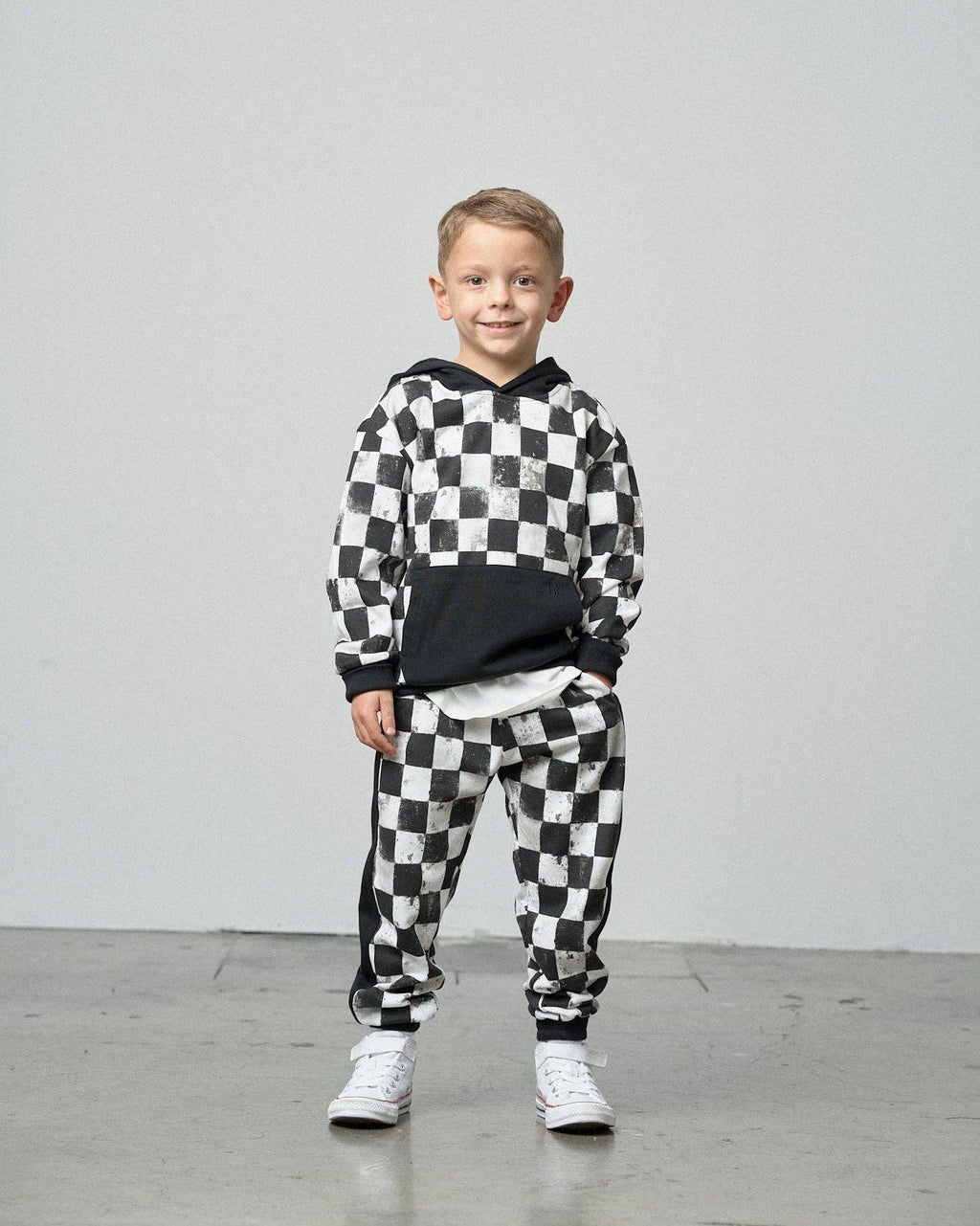 Checkered Sweatpant - Black: 12-18M