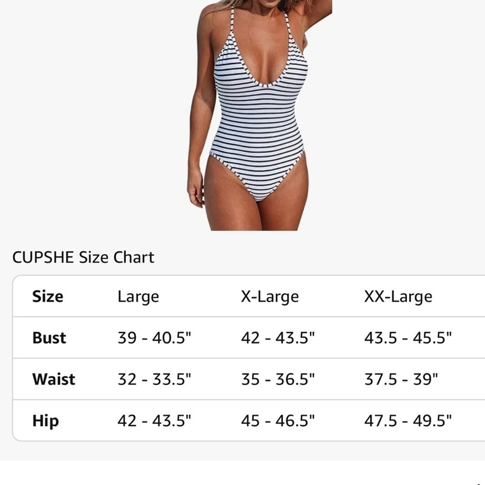 CUPSHE One Piece Swimsuit Striped Scoop Neck Cross Back Swimwear Size Large