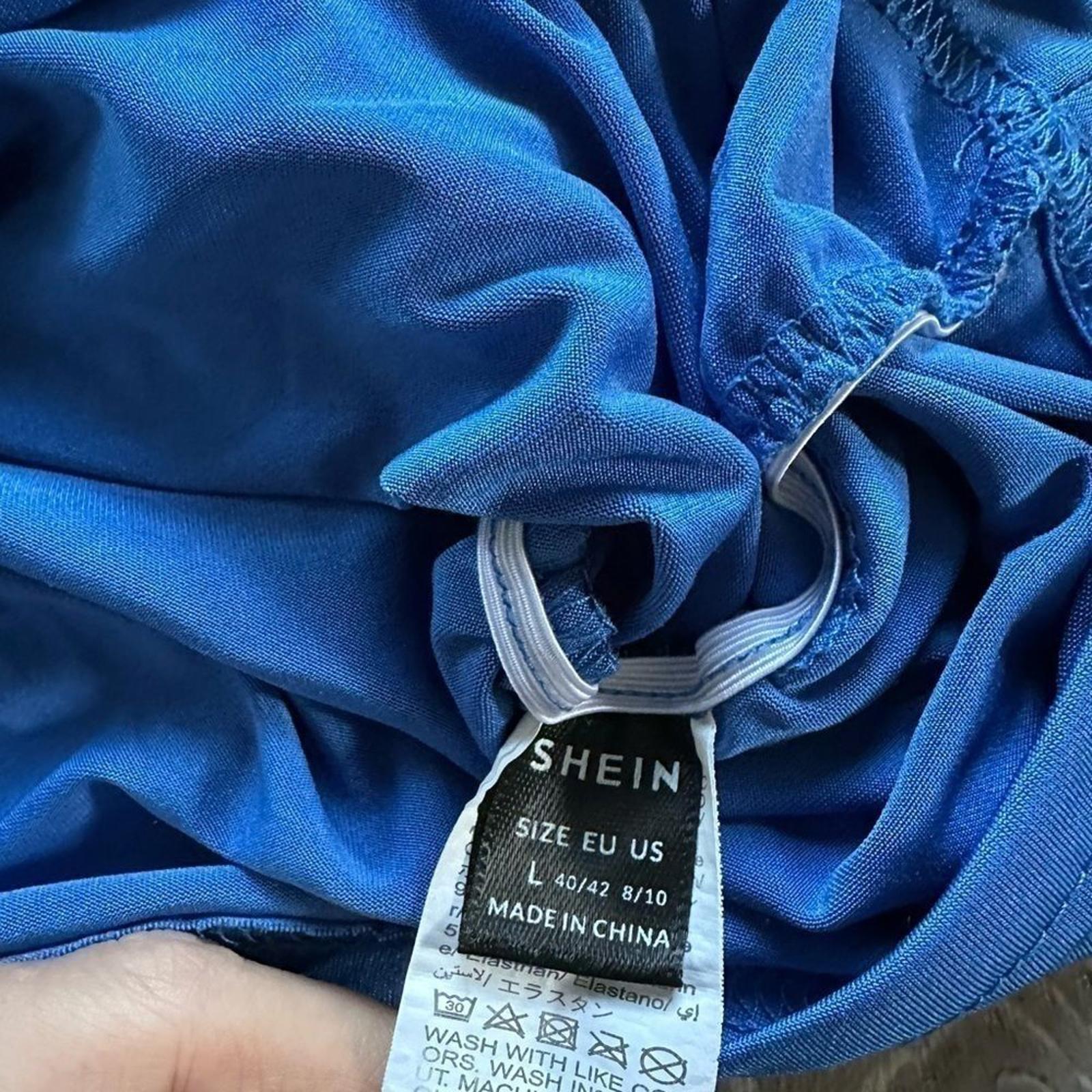 SHEIN Blue Crop Top Elastic Sides Scoop Neck Size Large