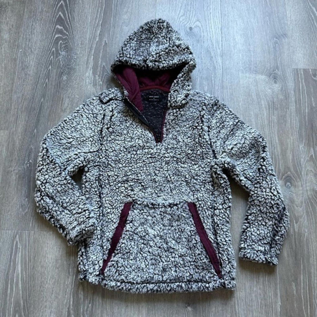 Ocean Current Gray Faux Fur 1/4 Zip Sweater Size Medium