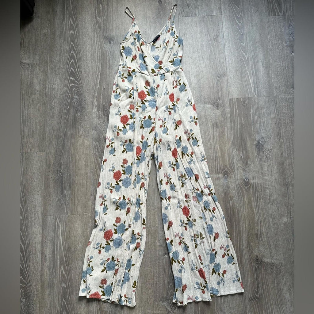 American Eagle Floral Print Tank Jumpsuit Front Slits Size 2