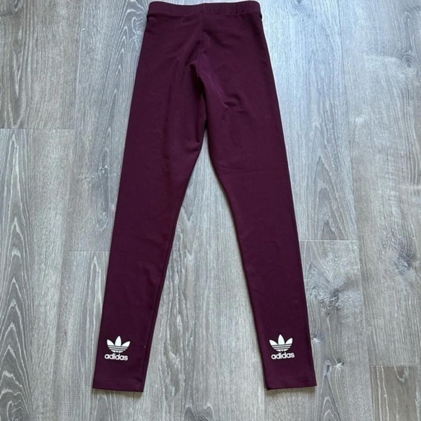 Adidas Burgundy Maroon Logo High Waist leggings Size Small